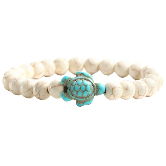 BR0023 BONE BEADED STRETCH BRACLET TURTLE
