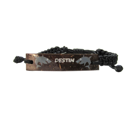 BR0200 BRACELET BLACK CORD W/SHARK DESTIN