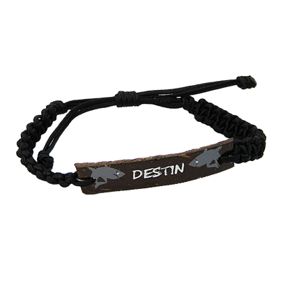 BR0200 BRACELET BLACK CORD W/SHARK DESTIN