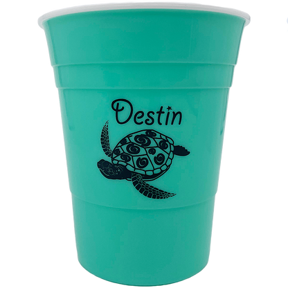 DC0003A  DESTIN PARTY CUP TEAL TURTLE