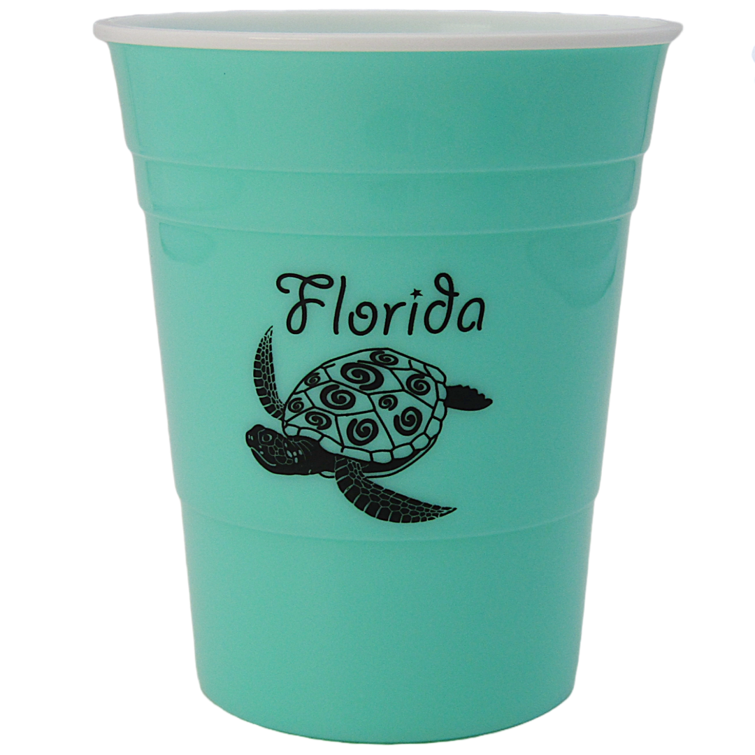 DC0003  PARTY CUP TEAL TURTLE