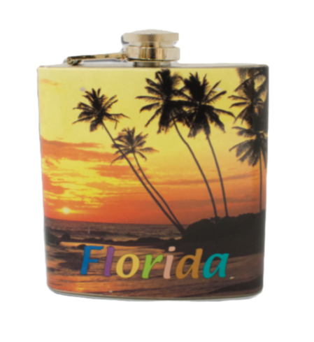 HF3503 HIP FLASK  FLORIDA SUNSET