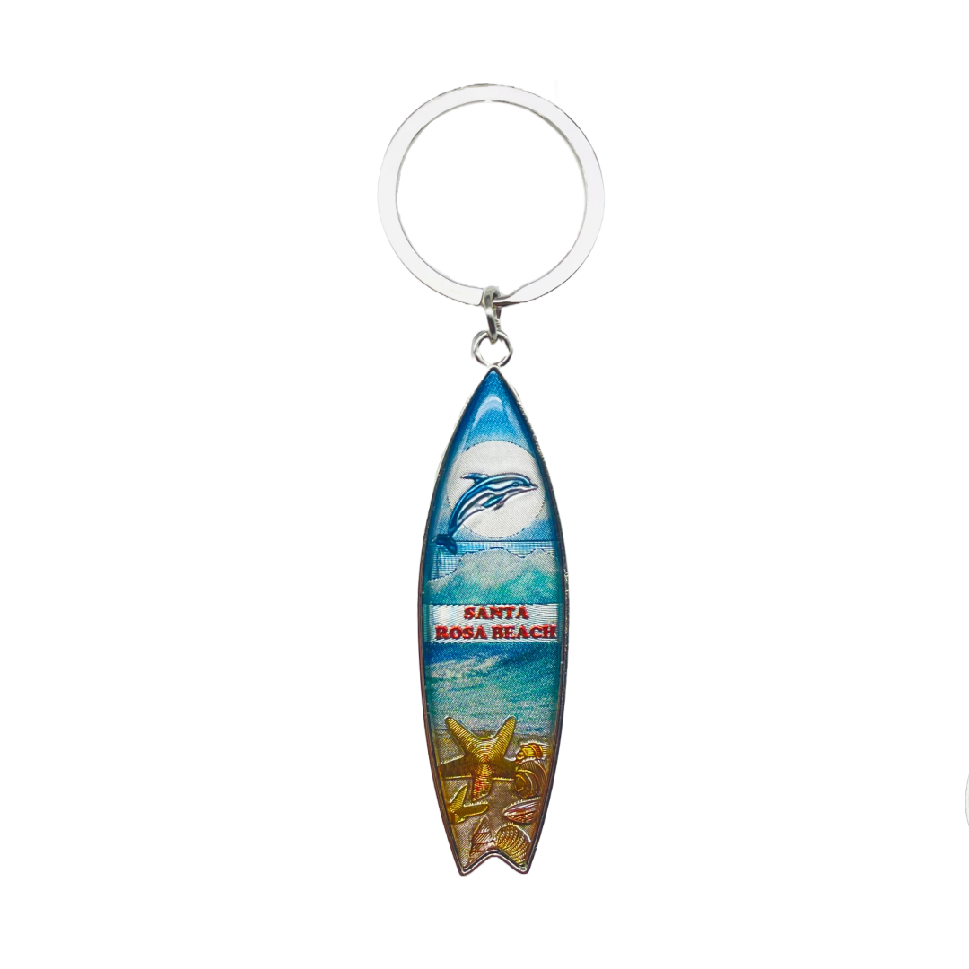 MK1161 SANTA ROSA BEACH METAL KEYCHAIN DOLPHIN