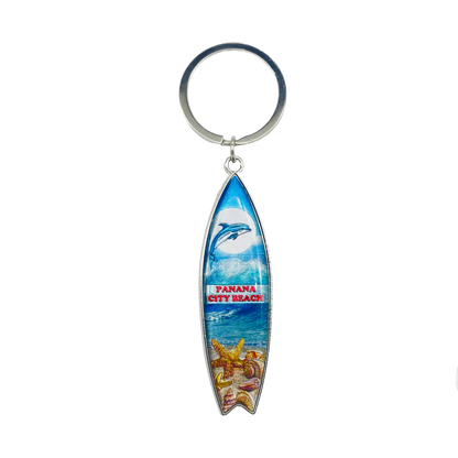 MK1425 PANAMA CITY BEACH METAL KEYCHAIN DOLPHIN