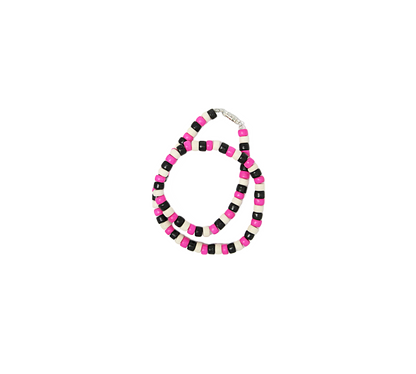 NK0008 NECKLACE BLACK/PINK/WHITE