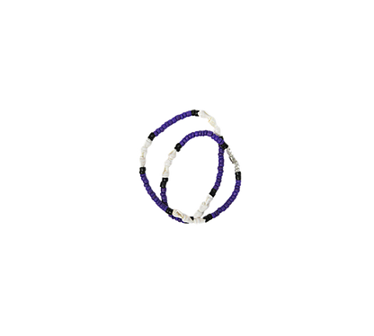 NK0011 NECKLACE PURPLE/BLACK WHITE SHELL