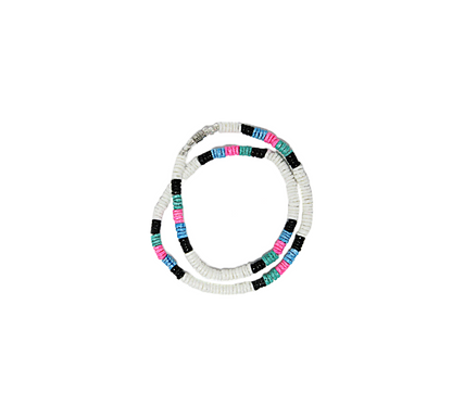 NK0020 NECKLACE WHITE/BLACK/AQUA/PINK CLAM