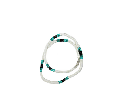 NK0025 NECKLACE WHITE/BLACK/AQUA SHELL