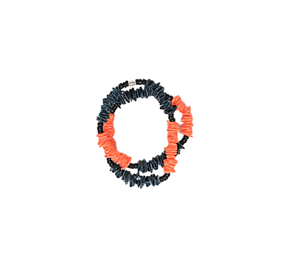 NK0026 NECKLACE BLUE/BLACK/ORANGE SHELL