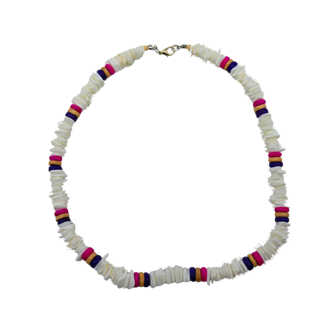 NK0027 NECKLACE PINK/PURPLE WHITE SHELL