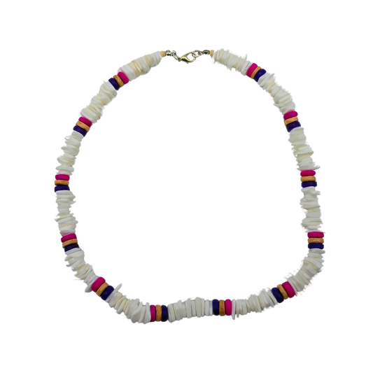 NK0027 NECKLACE PINK/PURPLE WHITE SHELL