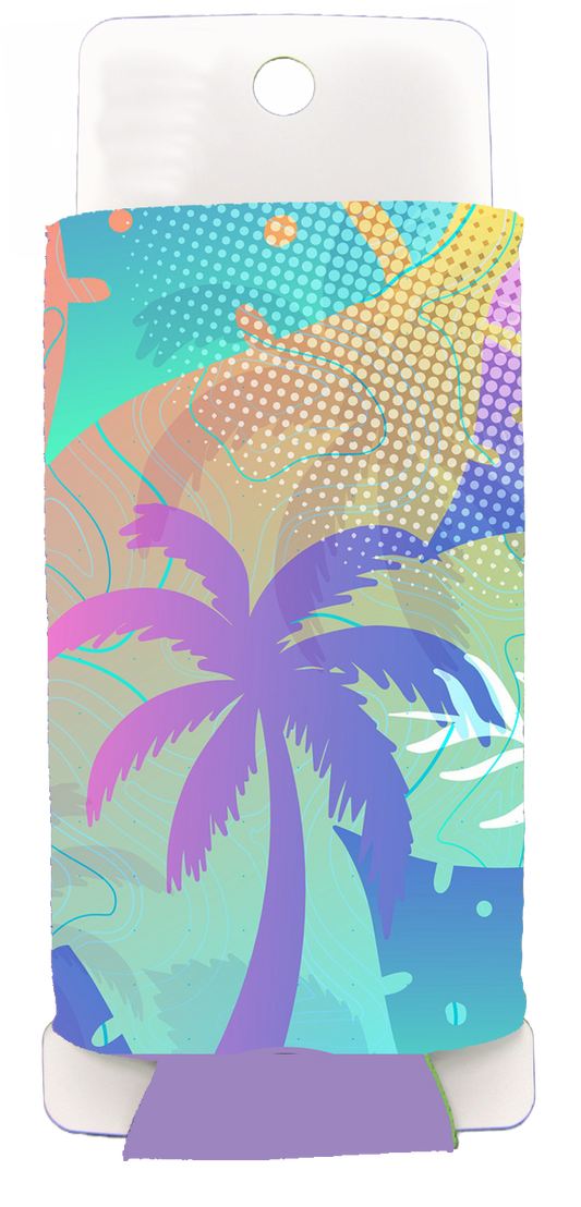 SC0003B SLIM CAN KOOLIE PANAMA CITY BEACH PURPLE PALMS