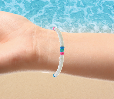 BR0016 BRACELET WHITE/AQUA/PINK/TEAL CLAM