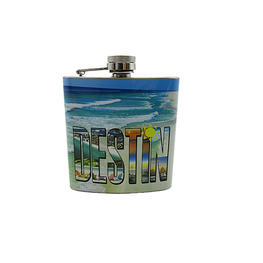 HF3507 HIP FLASK DESTIN LETTERS