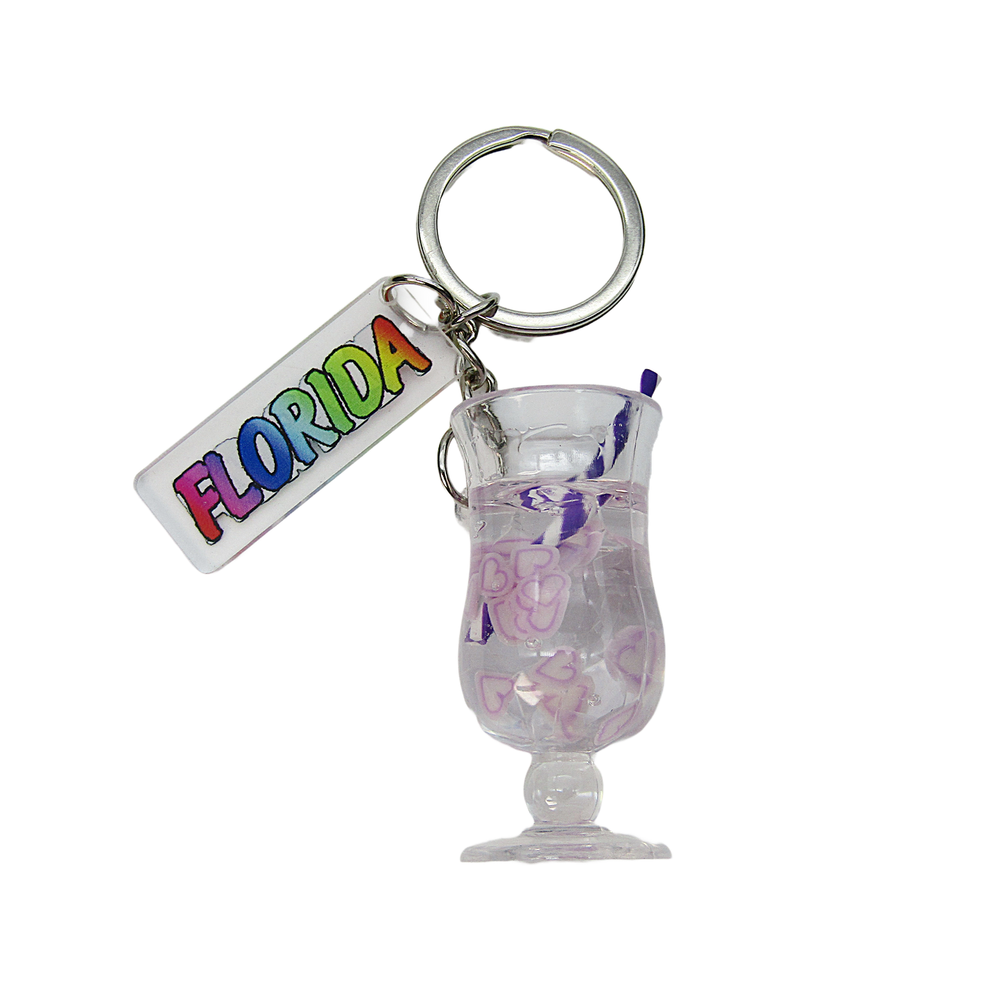 MK1101 FLORIDA DANGLE CLEAR CUP PURPLE FLOATING HEARTS