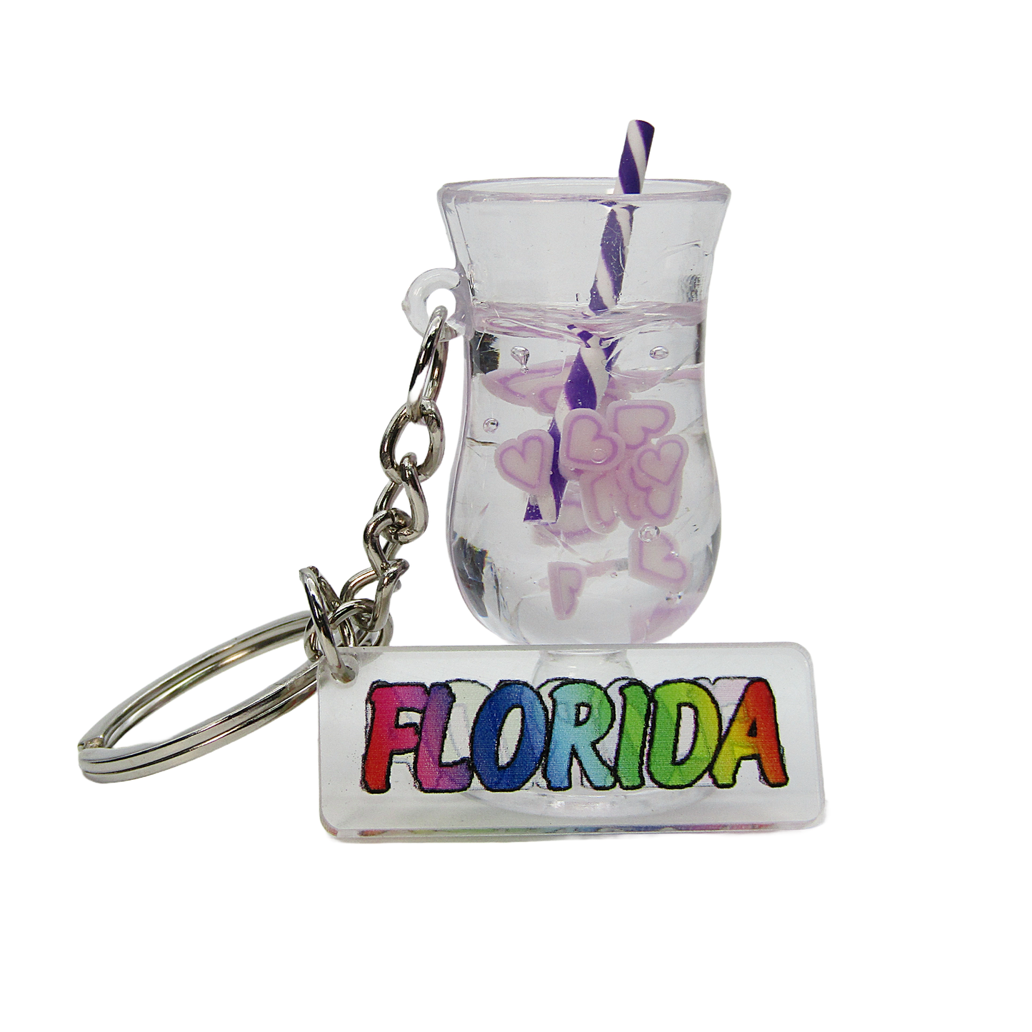 MK1101 FLORIDA DANGLE CLEAR CUP PURPLE FLOATING HEARTS