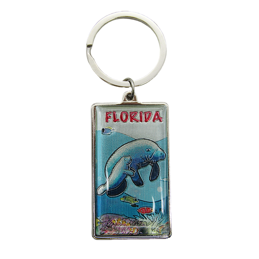 MK1128 FLORIDA METAL KEYCHAIN MANATEE