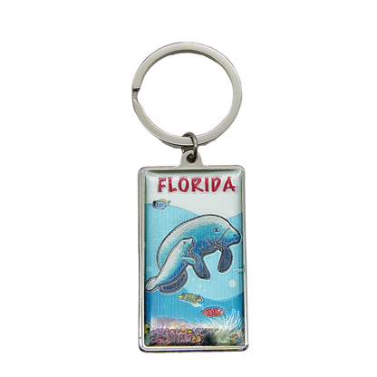MK1128 FLORIDA METAL KEYCHAIN MANATEE