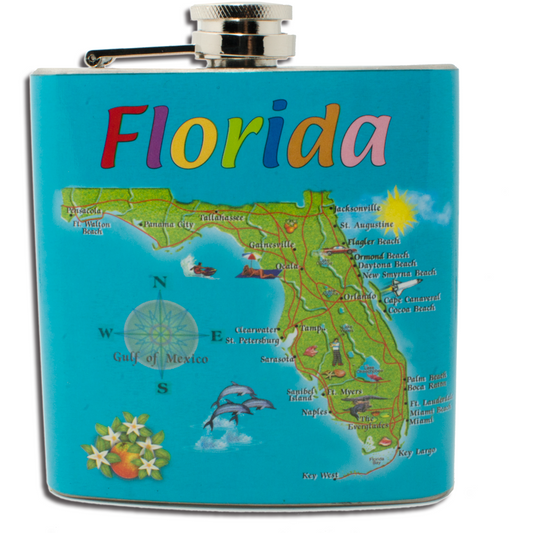 HF3504 HIP FLASK FLORIDA MAP
