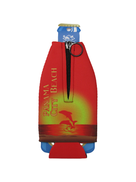 BK0027 PANAMA CITY BEACH RED SUNSET DOLPHINS