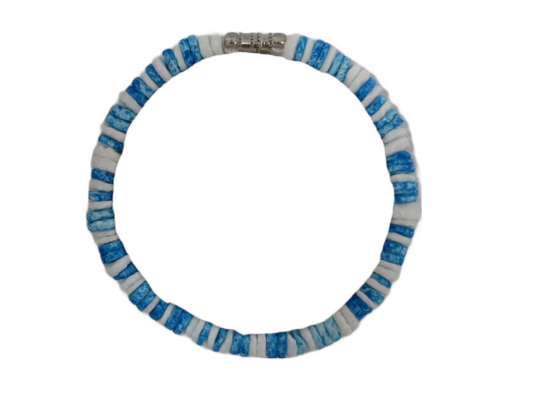 BR0017 BRACELET BLUE/WHITE CLAM