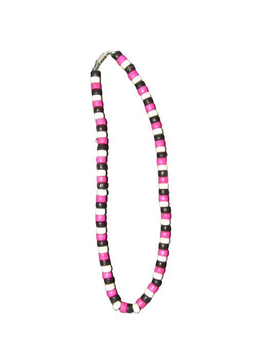 NK0008 NECKLACE BLACK/PINK/WHITE