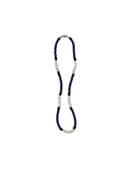 NK0011 NECKLACE PURPLE/BLACK WHITE SHELL