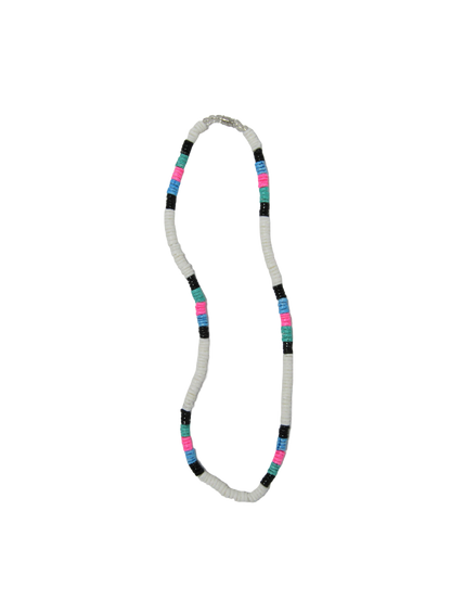 NK0020 NECKLACE WHITE/BLACK/AQUA/PINK CLAM