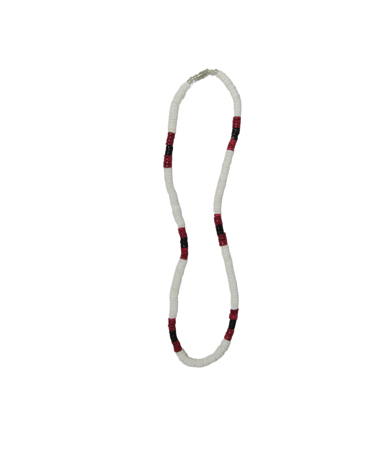 NK0021 NECKLACE WHITE CLAM RASPBERRY RED/BLACK