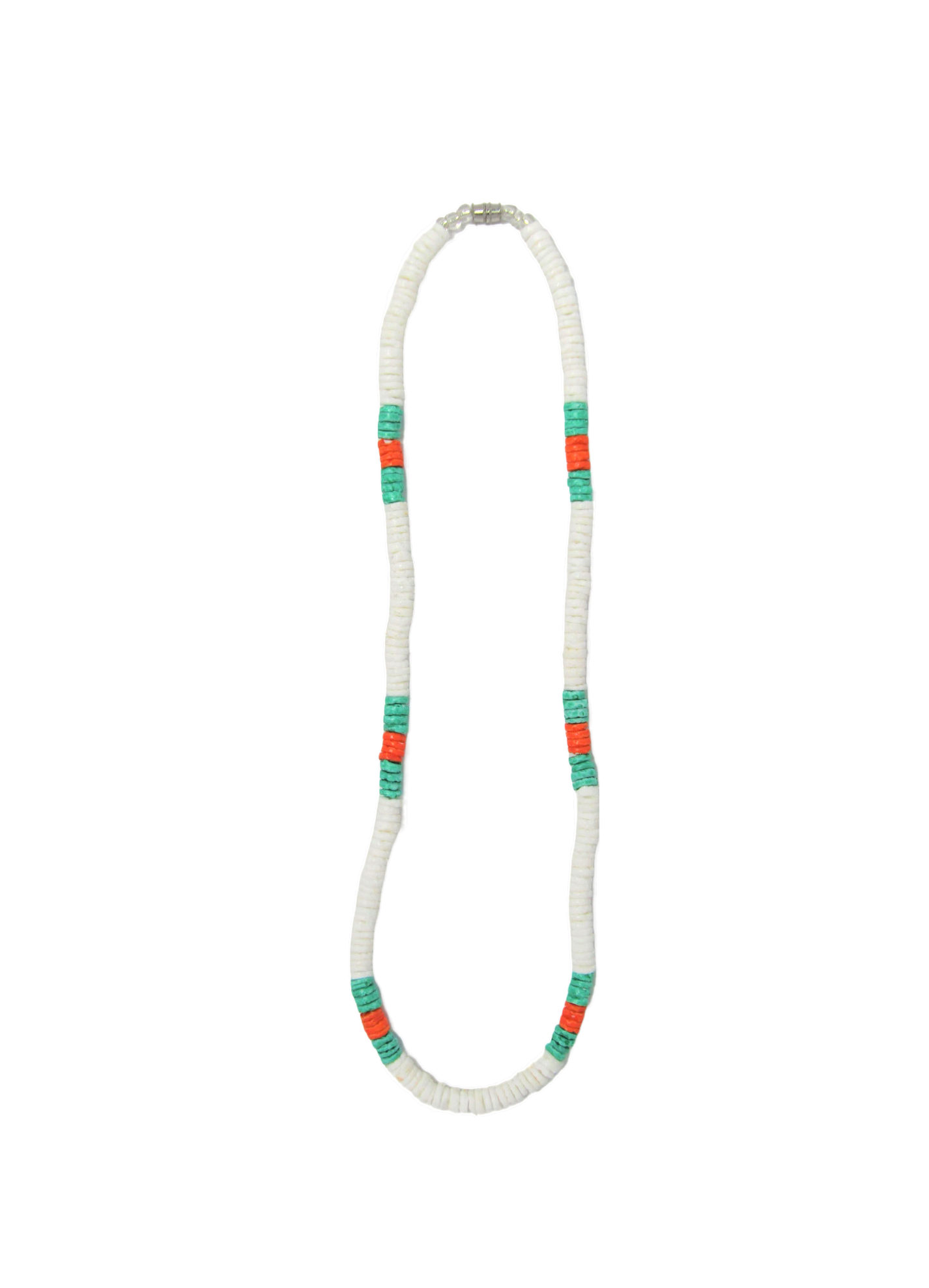 NK0022 NECKALACE WHITE/ORANGE/AQUA CLAM