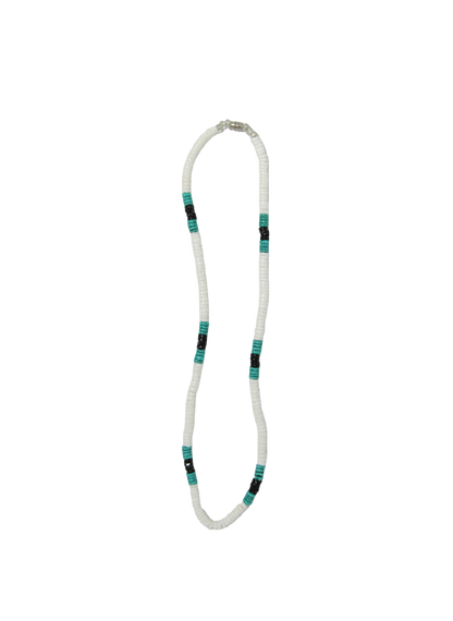 NK0025 NECKLACE WHITE/BLACK/AQUA SHELL