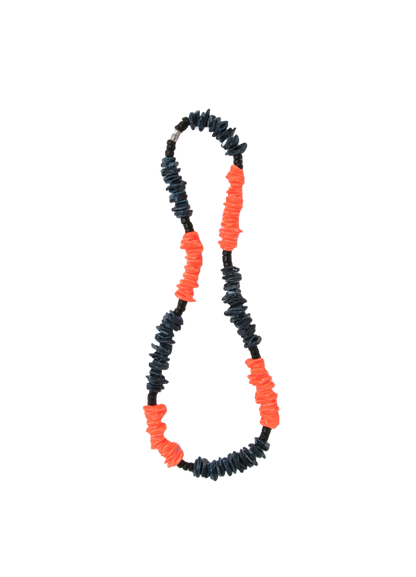 NK0026 NECKLACE BLUE/BLACK/ORANGE SHELL